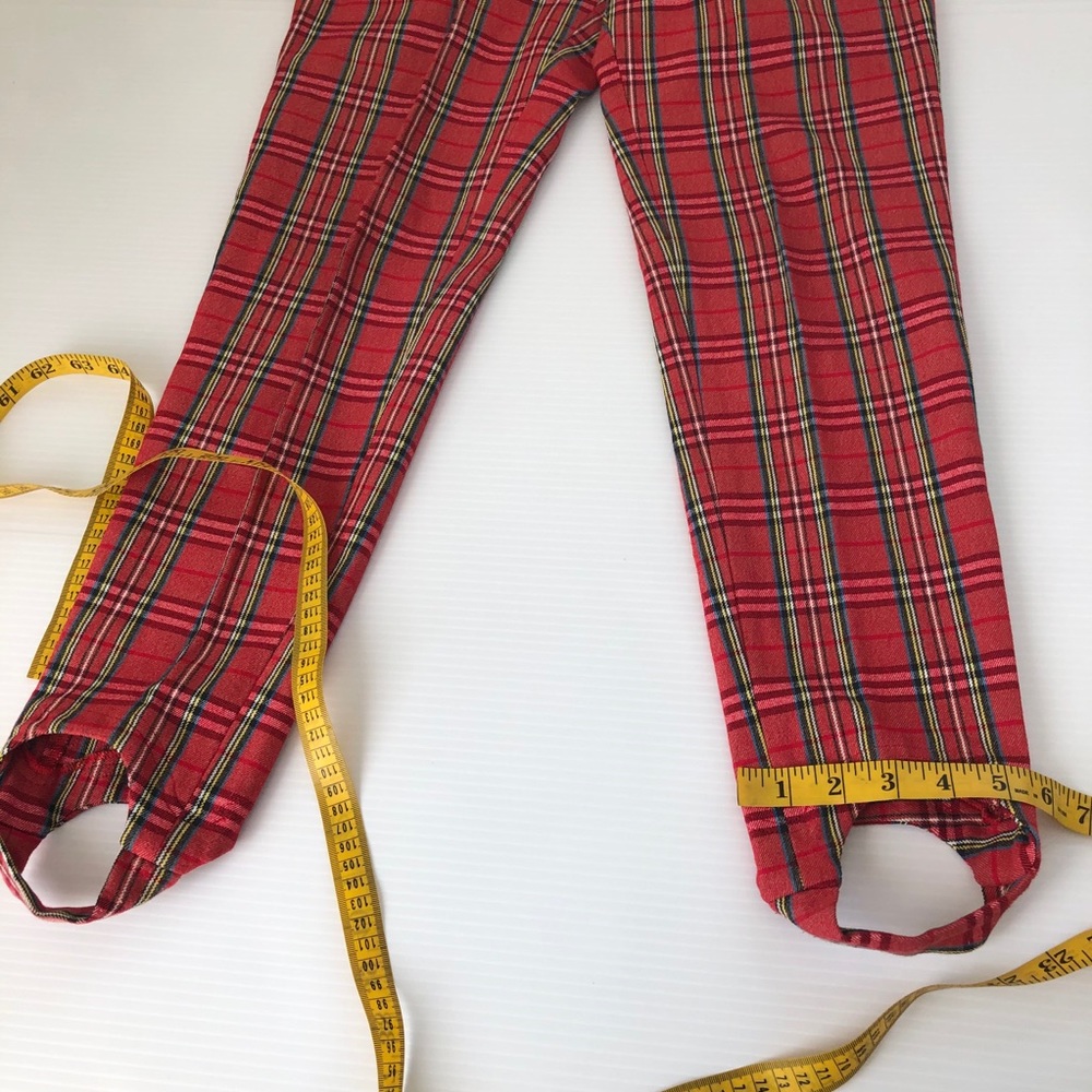 Vintage 90’s Red Plaid Stirrup Pants, 24* - Picture 9 of 12